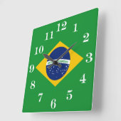 Horloge Carrée Drapeau du Brésil Bandeira do Brasil (Angle)