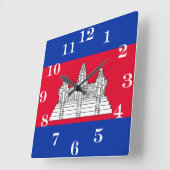 Horloge Carrée Drapeau du Cambodge (Angle)