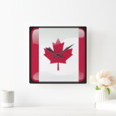 Horloge Carrée Drapeau du Canada (Maison)
