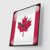 Horloge Carrée Drapeau du Canada (Angle)