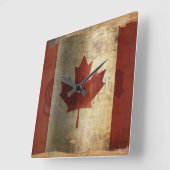 Horloge Carrée Drapeau du Canada / Grunge... (Angle)