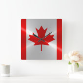 Horloge Carrée Drapeau du Canada Métal métallique (Maison)