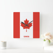 Horloge Carrée Drapeau du Canada Patriotique éblouissant (Maison)