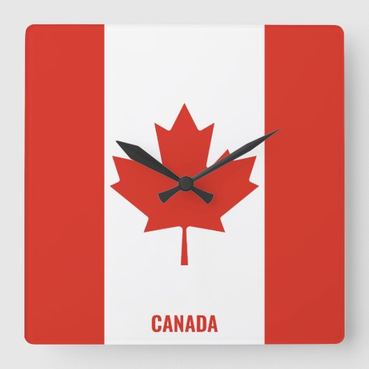 Horloge Carrée Drapeau du Canada Patriotique éblouissant (Recto)