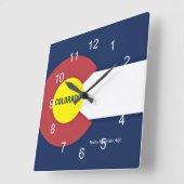 Horloge Carrée Drapeau du Colorado et Slogan (Angle)