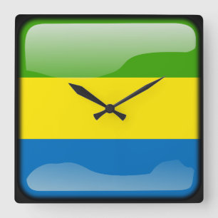 Horloge Carrée Drapeau du Gabon