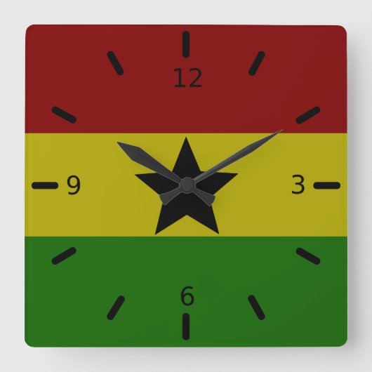 Horloge Carrée Drapeau du Ghana       (Recto)