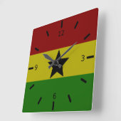 Horloge Carrée Drapeau du Ghana       (Angle)
