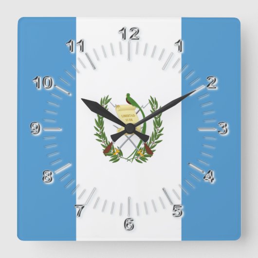 Horloge Carrée Drapeau du Guatemala  (Recto)
