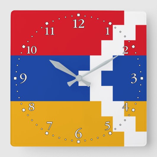 Horloge Carrée Drapeau du Haut-Karabakh (Recto)