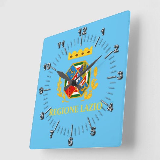 Horloge Carrée Drapeau du Latium (Italie) (Angle)