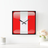 Horloge Carrée Drapeau du Pérou (Maison)
