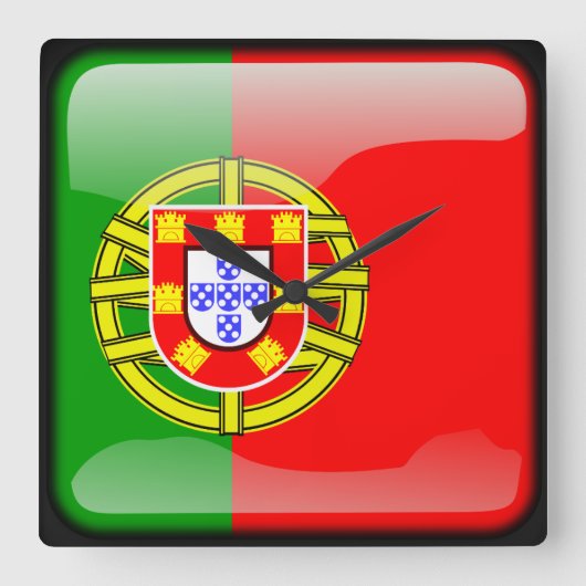 Horloge Carrée Drapeau du Portugal (Recto)