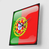 Horloge Carrée Drapeau du Portugal (Angle)