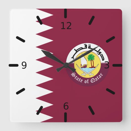 Horloge Carrée Drapeau du Qatar - Emblem (Recto)