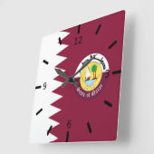 Horloge Carrée Drapeau du Qatar - Emblem (Angle)