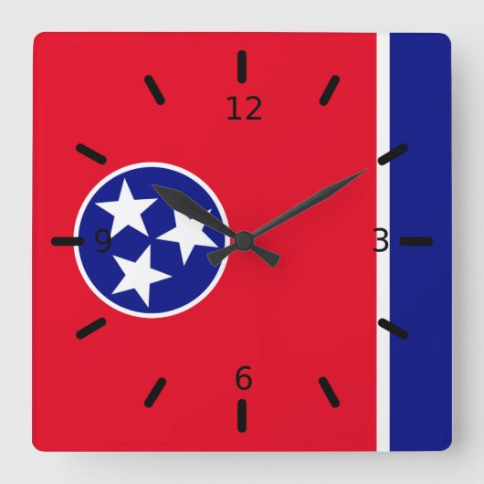 Horloge Carrée Drapeau du Tennessee (Recto)