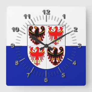 Horloge Carrée Drapeau du Trentin-Haut-Adige (Italie)