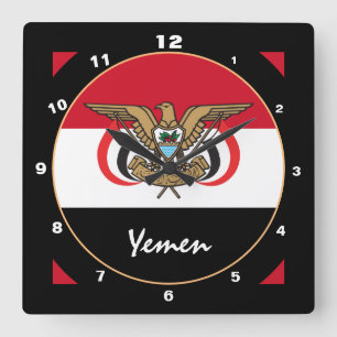 Horloge Carrée Drapeau du Yémen patriotique, Yémen Accueil / desi