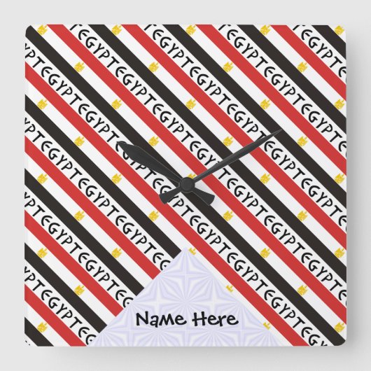 Horloge Carrée Drapeau égyptien avec votre nom (Recto)