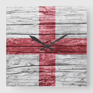 Horloge Carrée Drapeau en bois