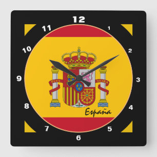 Horloge Carrée Drapeau espagnol moderne & Espagne tendance Maison