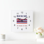 Horloge Carrée Drapeau et devise de Hawaii (Maison)