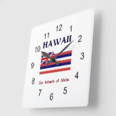 Horloge Carrée Drapeau et devise de Hawaii (Angle)