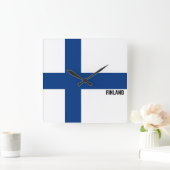 Horloge Carrée Drapeau finlandais Carré patriotique éblouissant (Maison)