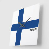 Horloge Carrée Drapeau finlandais Carré patriotique éblouissant (Angle)