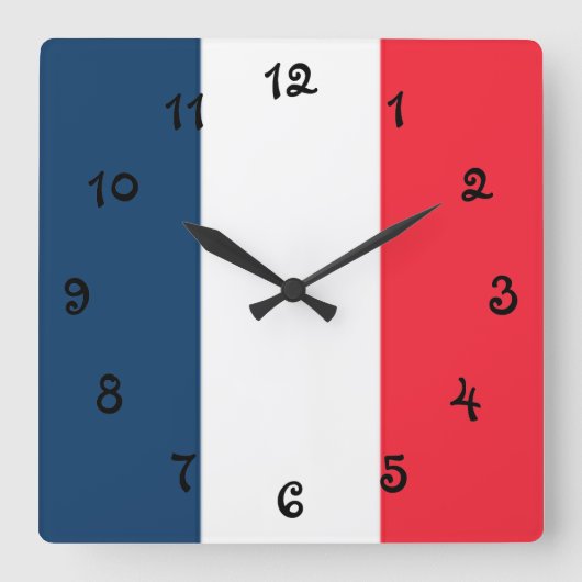 Horloge Carrée Drapeau français (Recto)