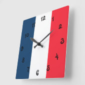 Horloge Carrée Drapeau français (Angle)