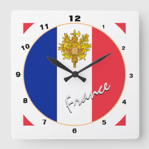 Horloge Carrée Drapeau français moderne, tendance France Home / d