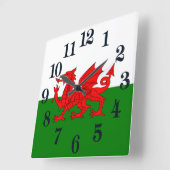 Horloge Carrée Drapeau gallois dragon rouge gallois (Angle)