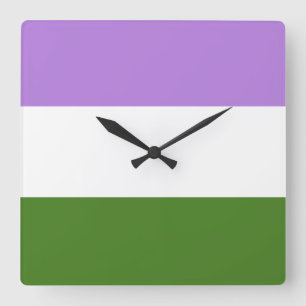Horloge Carrée Drapeau GENDERQUEER ORIGINAL -.png
