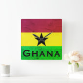 Horloge Carrée Drapeau Ghana (Afrique de l'Ouest) (Maison)