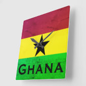 Horloge Carrée Drapeau Ghana (Afrique de l'Ouest) (Angle)
