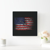 Horloge Carrée Drapeau Grunge U.S.A (Maison)
