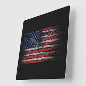Horloge Carrée Drapeau Grunge U.S.A (Angle)