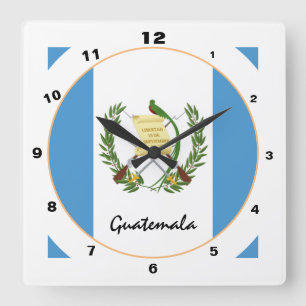 Horloge Carrée Drapeau Guatemala moderne, Guatemala Accueil / Des