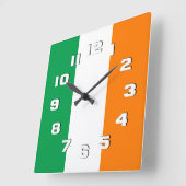 Horloge Carrée Drapeau irlandais (Angle)