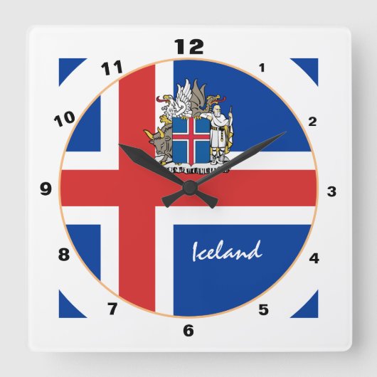 Horloge Carrée Drapeau islandais moderne, Islande tendance Accuei (Recto)
