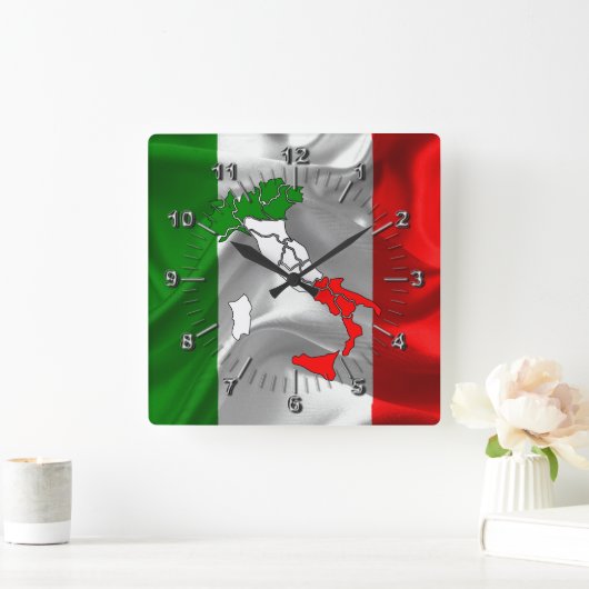 Horloge Carrée Drapeau italien (Maison)