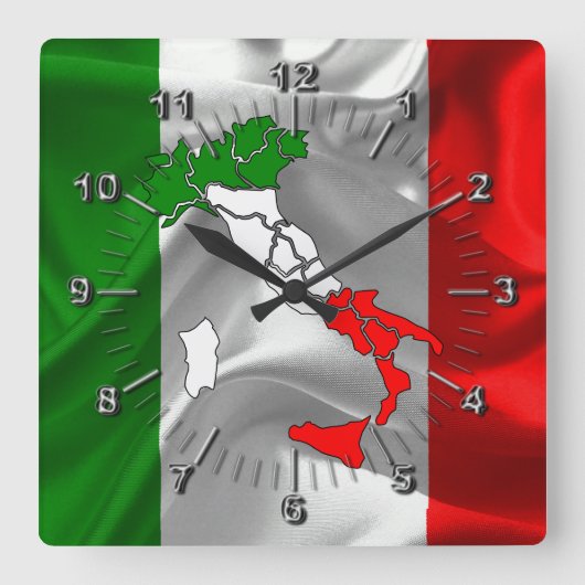 Horloge Carrée Drapeau italien (Recto)