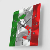 Horloge Carrée Drapeau italien (Angle)