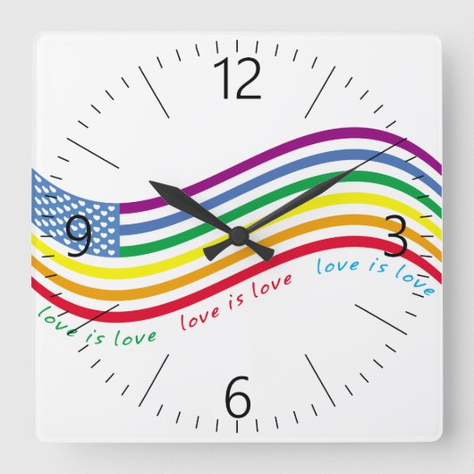 Horloge Carrée Drapeau LGBT (Recto)
