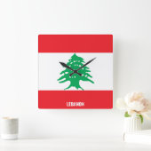 Horloge Carrée Drapeau Liban éblouissant patriotique (Maison)