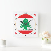 Horloge Carrée Drapeau libanais, Liban moderne Accueil / design (Maison)