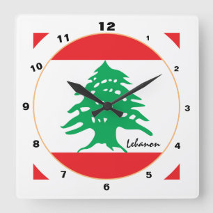 Horloge Carrée Drapeau libanais, Liban moderne Accueil / design