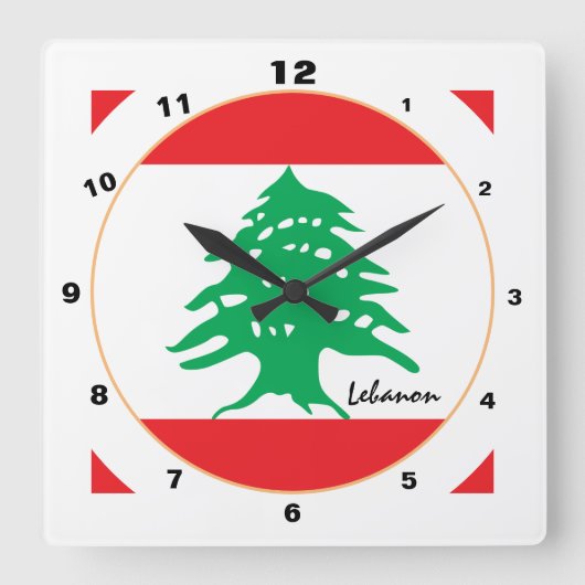 Horloge Carrée Drapeau libanais, Liban moderne Accueil / design (Recto)